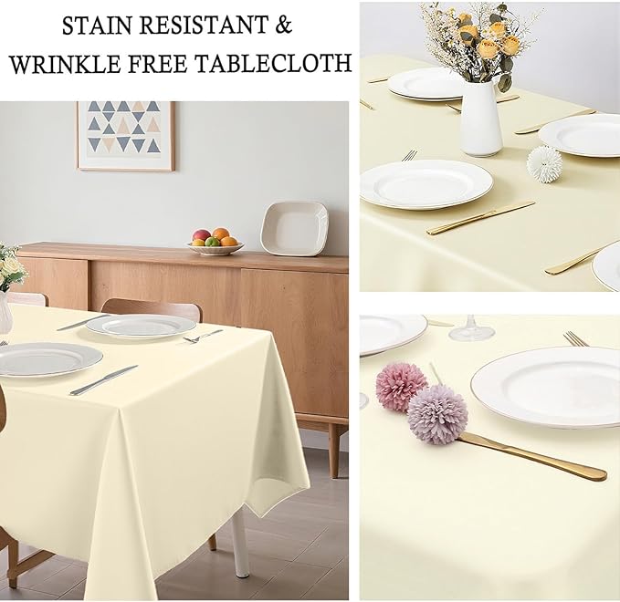 8 Pack Beige Tablecloth 60 x 126 Inch Rectangular Table Cloth for 6 Foot Rectangle Tables, Wrinkle Resistant Washable Polyester Fabric Table Covers for Wedding Party Banquet Buffet and Camping