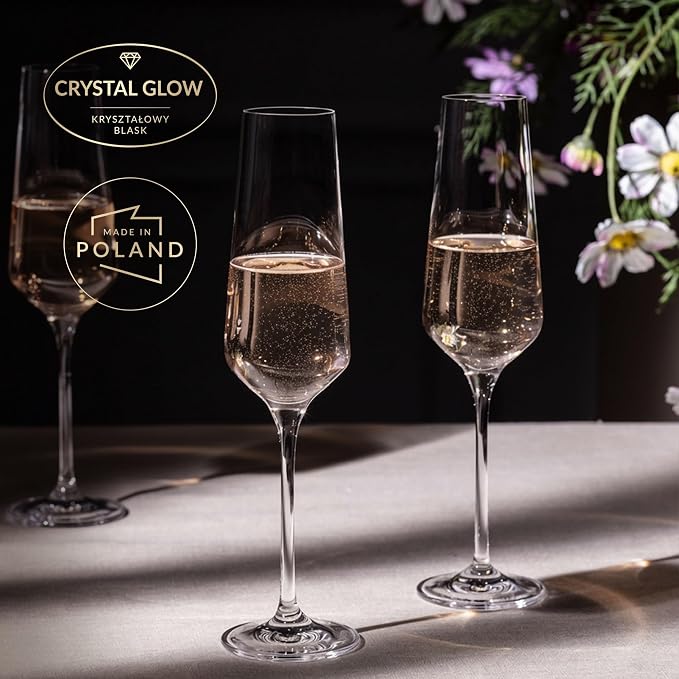 KROSNO Crystal Champagne Flute Glass | Set of 6 | 6.1 oz | Avant-Garde - Image 4