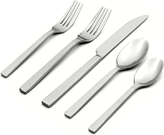 Oneida Chefs Table Hammered 45 Piece Everyday Flatware Set, Service by Oneida
