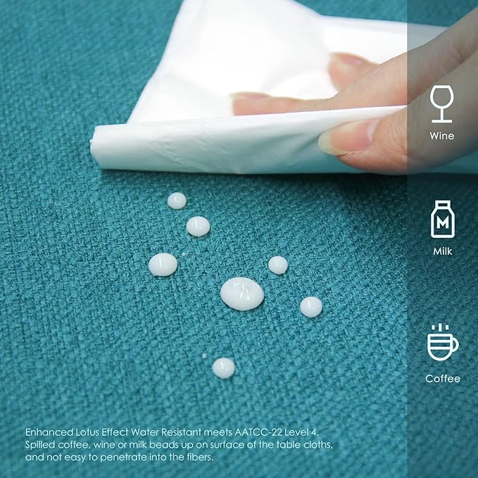 BALCONY & FALCON Square Tablecloth Washable Wrinkle Resistant and Water Proof Table Cloth Decorative Linen Fabric Tablecloths for Dining Party Kitchen Wedding Outdoor Use (Lake Blue, 47x47)