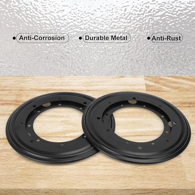 5 Pack 9 Inch Round Lazy Susan Hardware, 5/16 inch Thick Rotating Swivel Lazy Susan Turntable Bearing Plate for Kitchen, Restaurant, Black