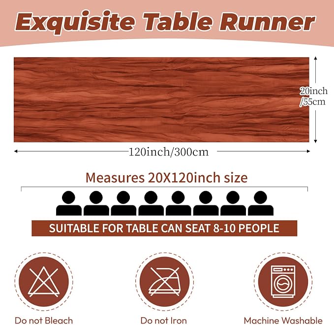 6 Pack Terracotta Cheesecloth Table Runner 20 x 120 Inch Gauze Table Runner - Image 2