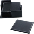 Semetall Drink Coasters 6 Pcs Premium PU Leather Square Coasters 4"x4"x0.2" | by Semetall