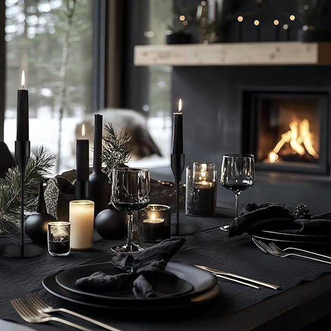 Black Taper Candle Holders for Wedding Table Centerpiece,Tall Taper Candlestick Holders Bulk Set of 6,Metal Candle Stick Holder Decor for Table or Mantel Centerpiece, Dinning, Party Home Decor