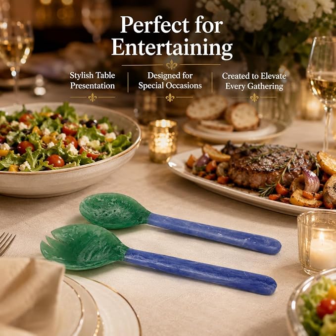 Salad Servers, Resin Salad Tongs, Long Handle Salad Server Set - Image 6