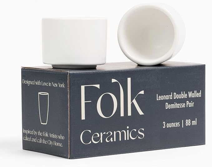 Folk Ceramics Leonard Ceramic Espresso Cups | Modern Stackable Demitasse Mugs by FolkCeramics
