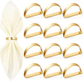 APTWOW Gold Napkin Rings Set of 12, Semicircle Metal Gold Napkin Holder Buckles, Fall Thanksgiving Christmas Napkin Rings, Napkins Rings for Dinner Table Decor, Wedding, Banquet, Party, Easter