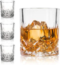 Set of 4 Crystal Old Fashioned Whiskey Glasses, 11 Oz Unique Bourbon Tumblers, Ultra-Clarity for Vodka, Scotch and Cocktails (4SET)