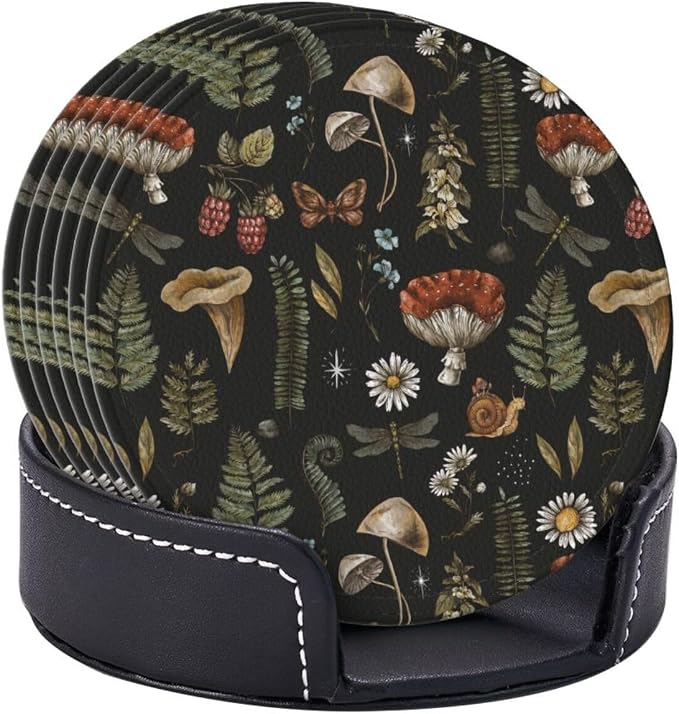 Mushroom Witch Witchy Vintage Plant Coasters - Image 3