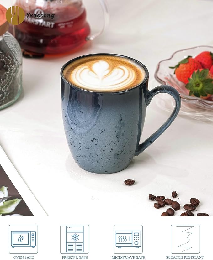 Yeacccng Modern Minimalist Coffee Mugs Set of 6, Cappuccino Cups Set, 16 Oz - Image 3