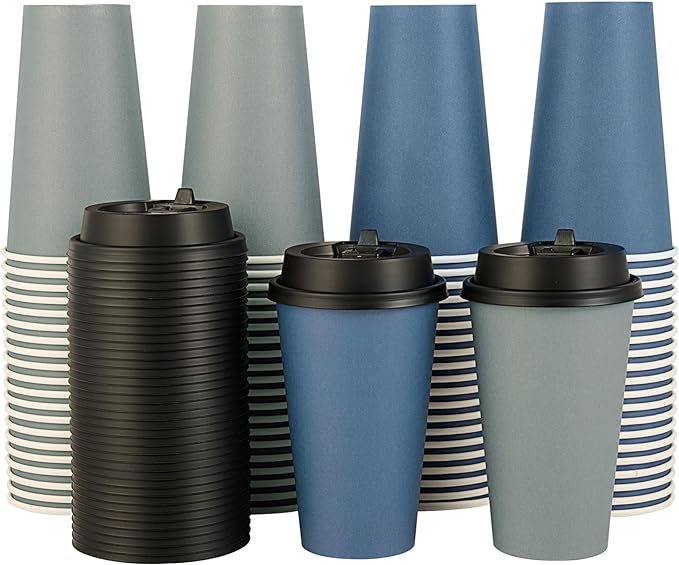 LITOPAK 100 Pack 16 oz Disposable Paper Coffee Cups by LITOPAK