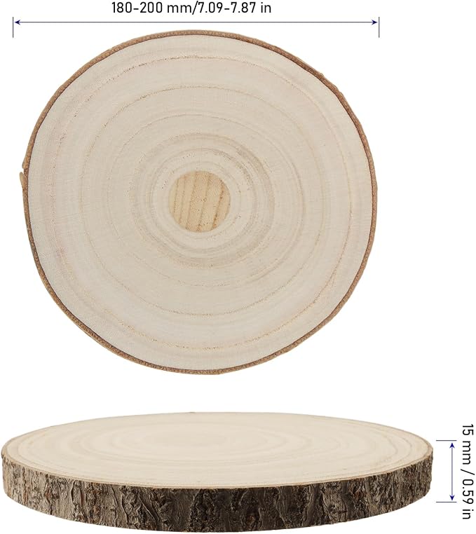 KINJOEK 10 PCS 7-8 Inch Large Natural Wood Slices - Image 2
