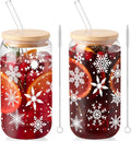 Sliner 2 Pcs Snowflake Glass Cups Christmas Winter Tumbler by Sliner