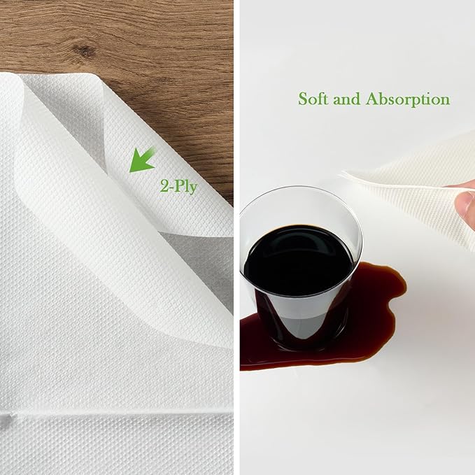 ECOLipak Lunch Napkins Bulk, 1000 Count Everyday Paper Napkins, 4.9×4.9 Inch Folded, 2-Ply Soft And Absorbent for Dinner, Gathering, Bar, Restaurants(9.8×9.8 Inch Unfolded)