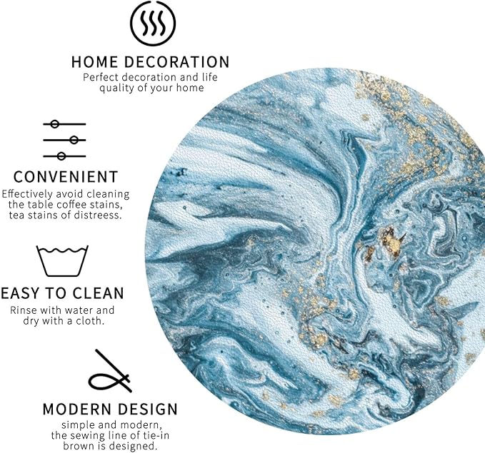 Ocean Gold Sky Blue Marble Coasters Set of 6 Coasters - Image 4