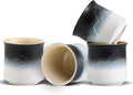 ZENS Japanese Tea Cup Set of 4, 8 oz Gradient Embossed Ceramic Japan Tea Cups by ZENSLIFESTYLE