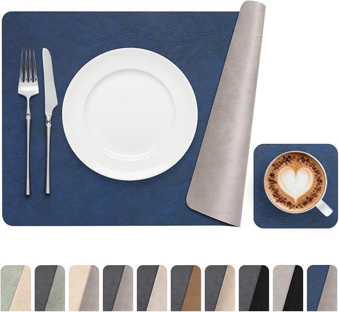 Vinyl Placemats Set of 6, Dual Sided Place Mats by Banchif