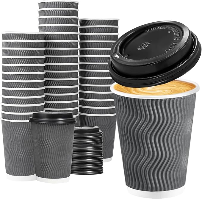 Lamosi 50 Pack 10 oz Insulated Disposable Coffee Cups by BuyNow