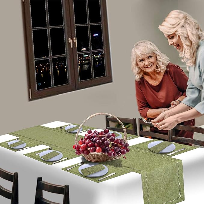 Grelucgo Handcrafted Solid Color Dining Table Runner, Dresser Scarf, - Image 5