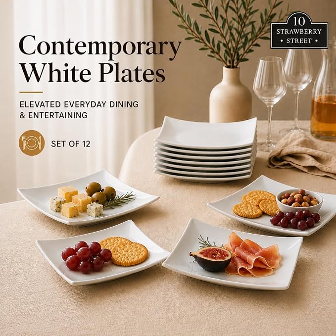 10 Strawberry Street 6" Catering Square Coupe Appetizer Plate - Image 3