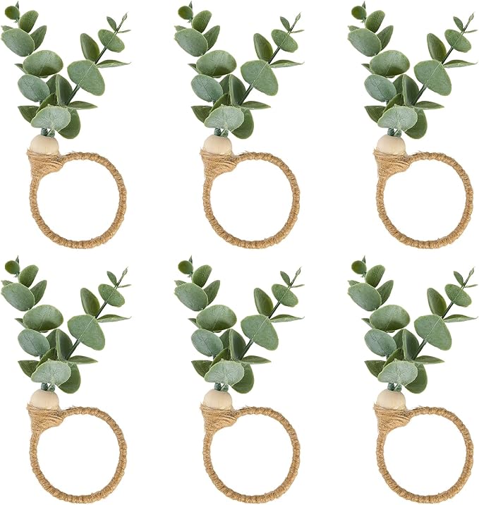 APTWOW Napkin Rings Set of 6, Easter Napkin Rings, Wood Bead Farmhouse Napkins by APTWOW