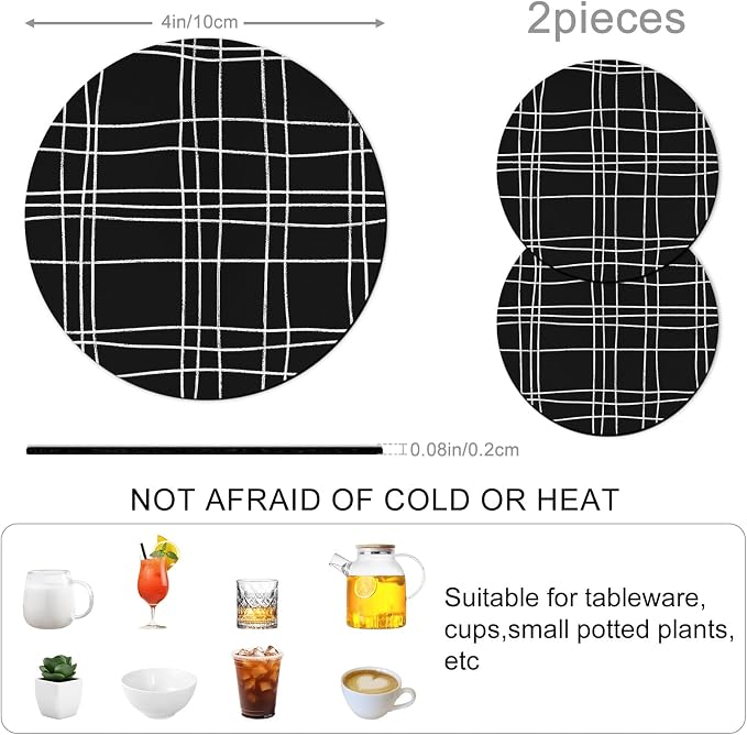 Simple Grid Coasters Set of 2 Absorbent Coasters - Image 3