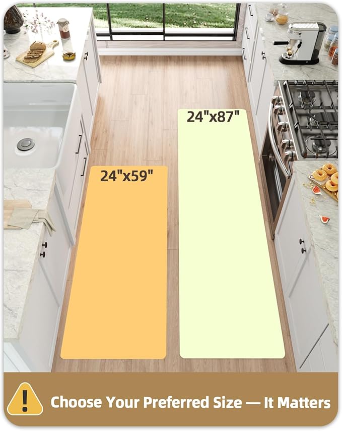 Color&Geometry Anti Fatigue Kitchen Mats for Floor 24x87, Vintage Decor, Easy Clean, Waterproof & Oil Proof, 0.4" Thick Cushioned, Non-Slip Kitchen Runner Rug for Sink, Laundry, Office, Black