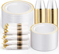 WELLIFE 350-Piece Gold Disposable Plates and Cutlery Set by WELLIFE