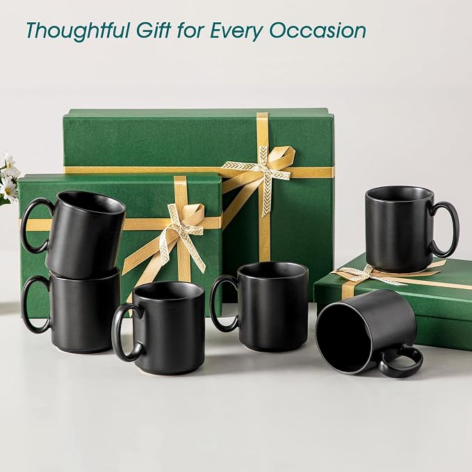 vancasso Porcelain Coffee Mugs Set of 6, 16 Oz Large Black Coffee Cups - Image 8