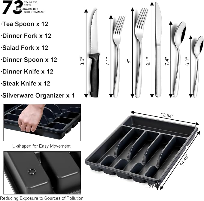 Pleafind 73-Piece Silverware Set - Image 2
