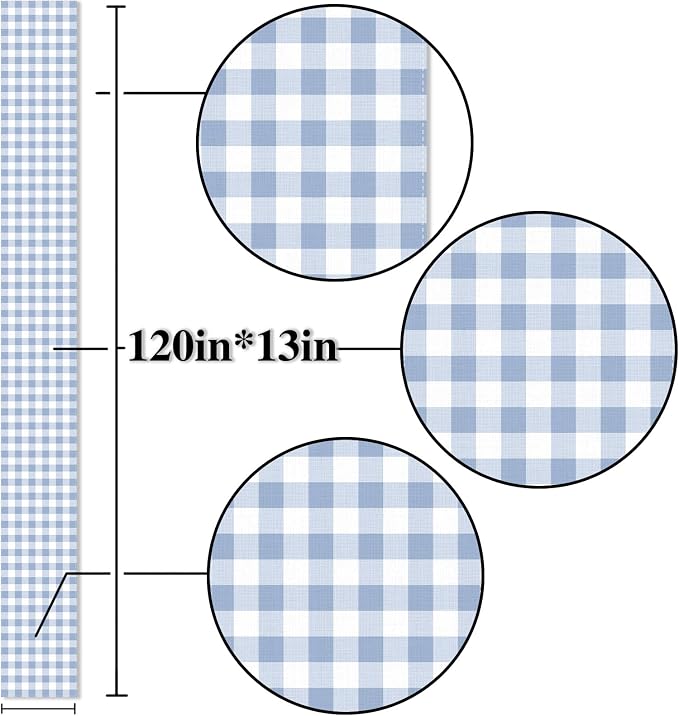 Dusty Blue Gingham Table Runner Light Blue Checkered Boy Girl Baby Shower - Image 6