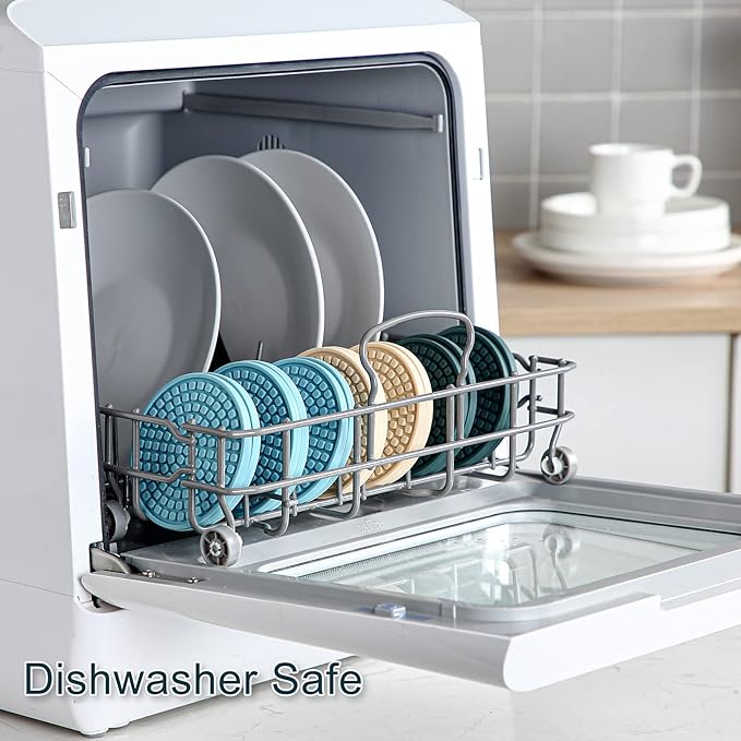 Colinda Silicone Drink Coasters with Holder, Set of 6, Outdoor Cup Mat for Hot or Cold Drinks, Thickened, Non-Slip,Non-Stick, Turquoise