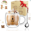 ecooe Cute Bear Mug Glass Coffee Cup 9.4oz Double Walled Glass Latte Mug | by ecooe