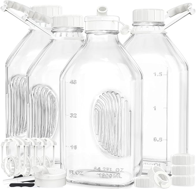 Syntic 4 Pack 64 Oz Glass Milk Bottles by Syntic