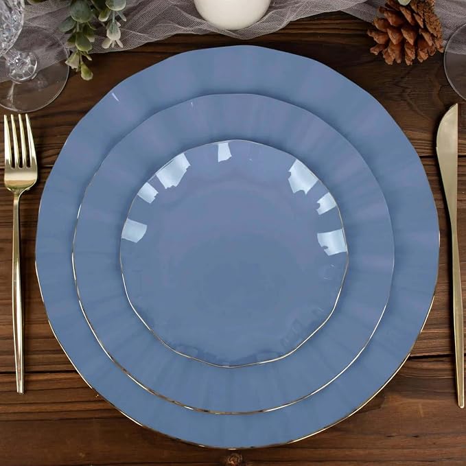 Efavormart 10 Pack | Dusty Blue 6" Round Plastic Dessert Salad Plates, by efavormart