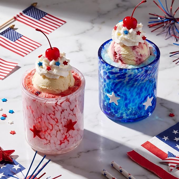 SiliFine 2 Pcs Patriotic Star Icon Juice Glasses - 14oz 250th Anniversary - Image 5