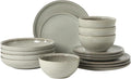 Gibson Elite Beckett Stoneware Matte Reactive Glaze 16 Piece Plates and Bowls by GibsonHomewares