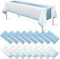 16Pack Disposable Plastic Tablecloths and Satin Table Runner Set White and by MASHAN