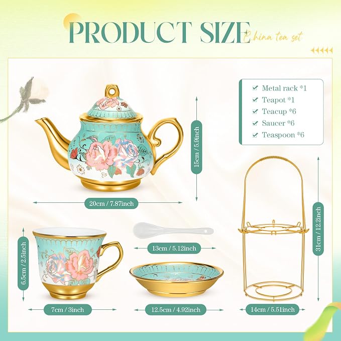 20 Pcs Porcelain Tea Set for Adults - Image 2