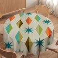 Mid Century Round Tablecloth, Modern Colorful Abstract Geometric Retro Art Printed Tablecloth for Home Party Dining Room Kitchen Decor 70Inch(178cm)