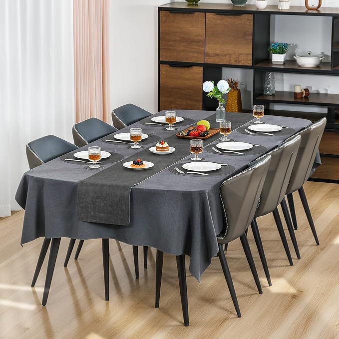 Myir JUN Round Placemats, Dual Sided Faux Leather Place Mats Set of 6 Indoor/Outdoor Non-Slip Washable Table Mats (Gray, Set of 6)