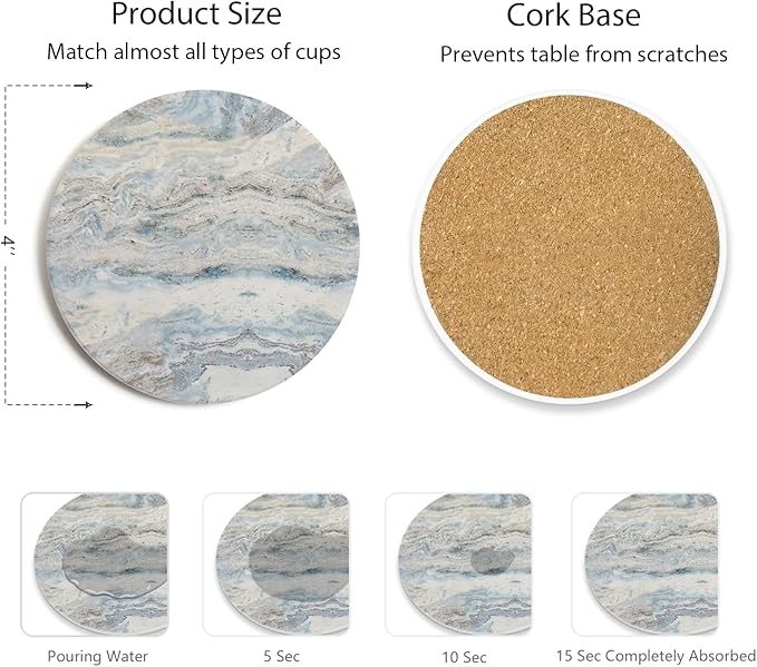 Set of 6 Mix Color Abstract Onyx Marble Coasters - Image 4