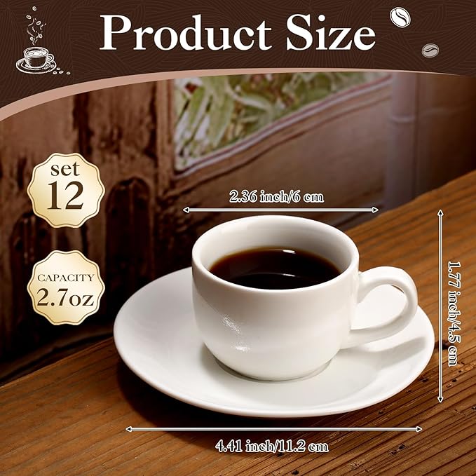 Maxdot 12 Set 2.7 OZ Porcelain Espresso Cups - Image 2