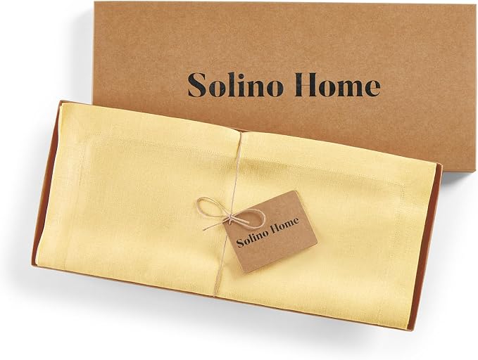 Solino Home 100% Linen Dining Table Runner Golden Straw, Fete 14 x 48 in | - Image 6