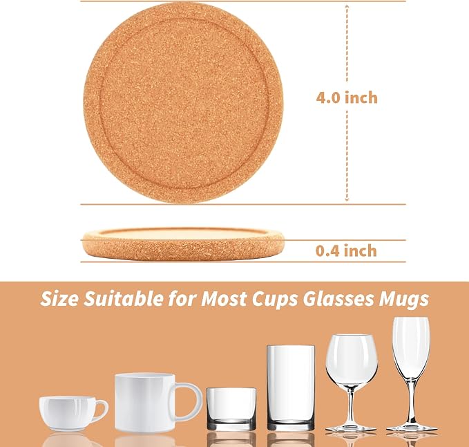 Cork Coasters for Drinks Absorbent - Image 2