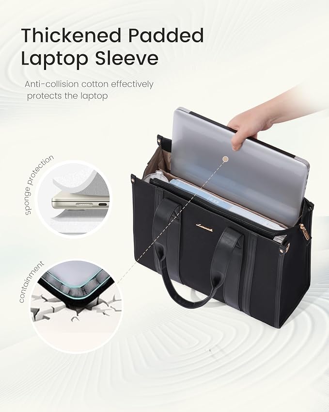 LOVEVOOK laptop bag for women 15.6 inch large Lightweight canvas work tote bags - Image 6