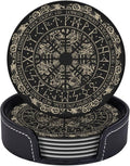 Black Viking Magical Leather Drinks Coasters by Unknown