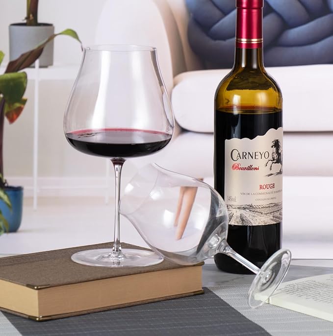 KAMMAK Wine Glasses Set of 2, 27 oz Hand Blown Crystal Bordeaux Wine Glasses, Thin Rim & Long Stem, Perfect for Red & White, Daily Use, Wedding Anniversary or Birthday Gift with Gift Box, XY030