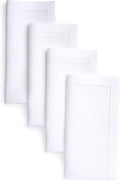 D'Moksha Homes White Linen Napkins Set of 4 - Classic Hemstitch 100% Pure Linen Hemstitch Dinner Napkins 20 x 20 Inch for Valentines, Spring, Easter - Handcrafted and Machine Washable