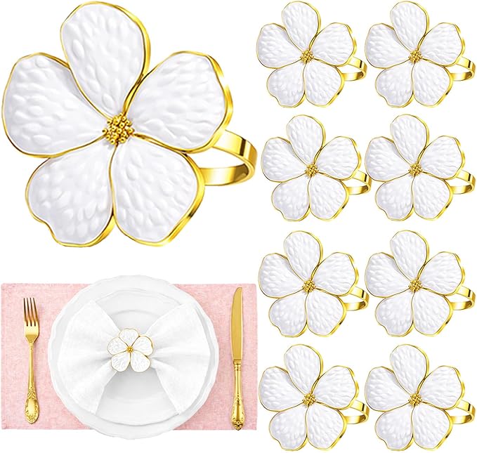 Flower Napkin Rings Set of 8, European Palace-Style Glaze, High-Temperature by Unknown